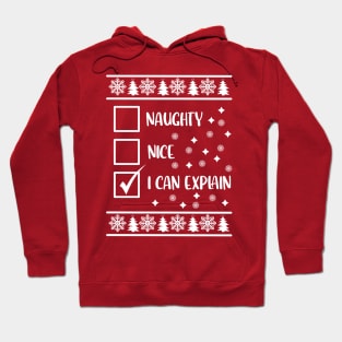 Funny Naughty List Ugly Christmas Pattern, I Can Explain Hoodie